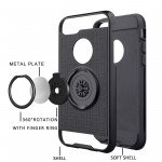 Wholesale Motorola Moto G7 Power 360 Ring Kickstand Hybrid Case with Metal Plate (Silver)